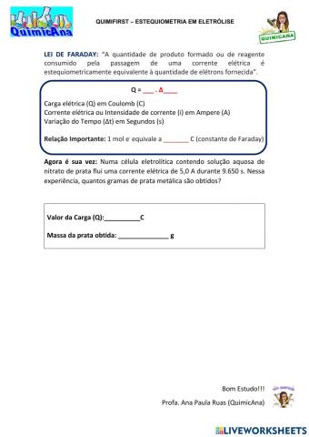 Quimifirst - Estequiometria em Eletrólise