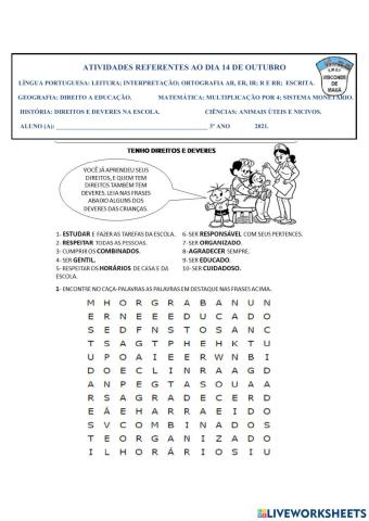 Atividades Referentes ao dia 14 de Outubro