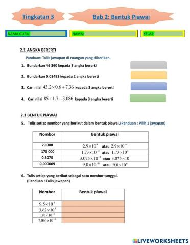 Bab 2 bentuk piawai matematik tingkatan 3