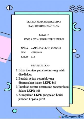 Lembar Kerja Peserta Didik Kelas IV Tema 2