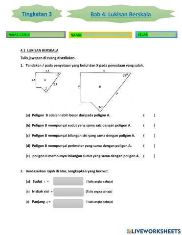 Bab 4 lukisan berskala matematik tingkatan 3