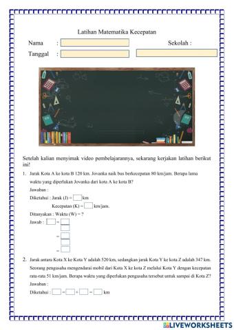 Latihan Matematika Kecepatan