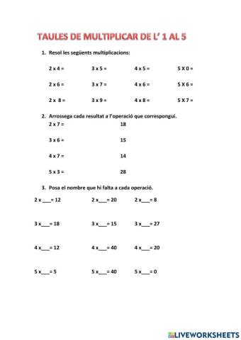 Multiplicar de l'1 al 5