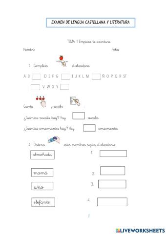 Examen Tema 1 Lengua