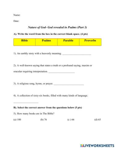 NOG- God revealed in Psalms