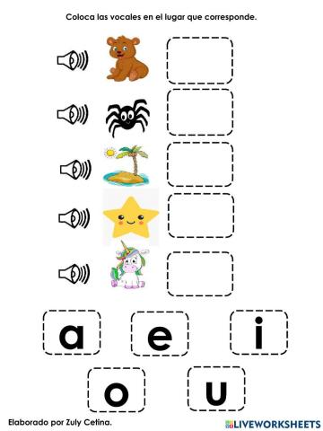 Vocales identificación y escritura