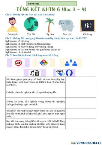 KHTN 6-Tổng kết 1,2,3,4