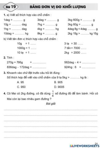 Vbt toán bài 19 trang 21