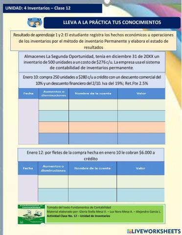 Clase 12 - Registro de compra venta de inventarios