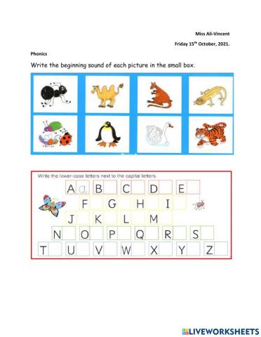 Fortnightly Test 1 Phonics