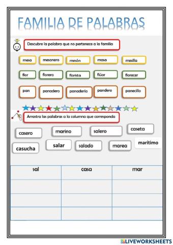 Familia de palabras
