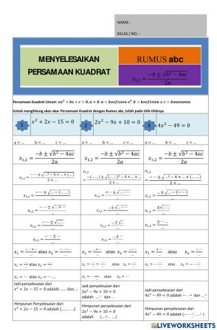 Akar PK dengan Rumus abc