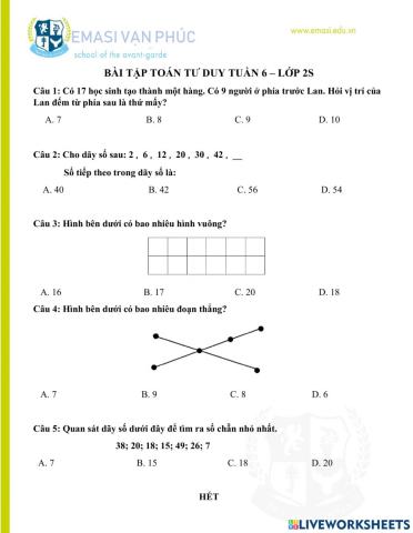 Toán nâng cao - tư duy tuần 6