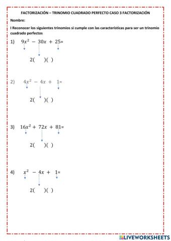 Factorización trinomio cuadrado perfecto