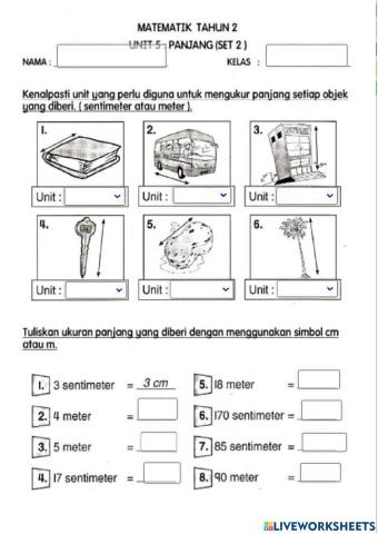 Latihan kenali meter dan sentimeter