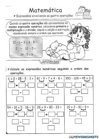 Expressão numérica com 4 operações