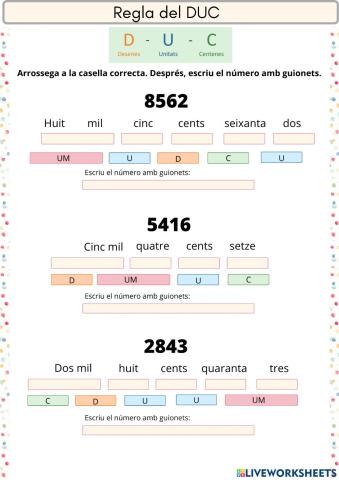 Regla del DUC - 4 xifres