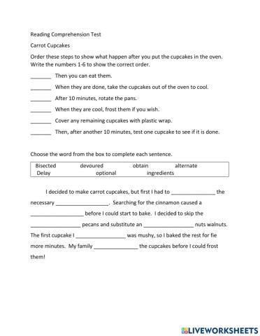 Sequencing: Carrot cupcake