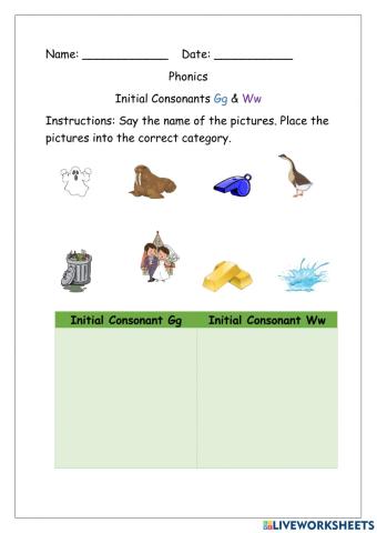 Initial Consonant G and W