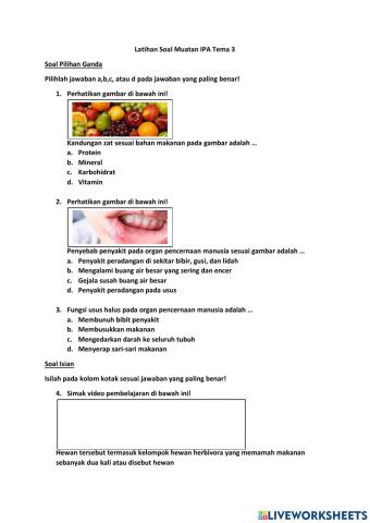 Latihan Soal Muatan IPA Tema 3