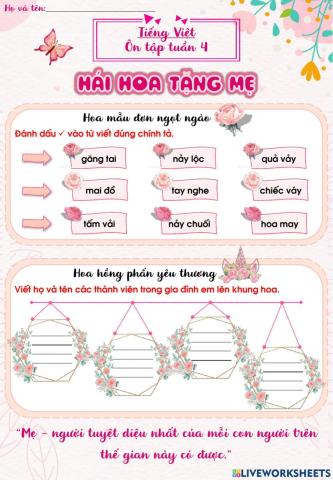 Lớp 2 - Tiếng việt Tuần 4