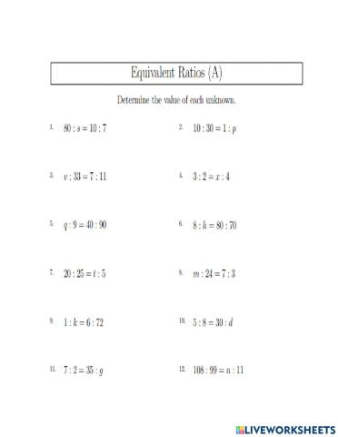 Equivalent ratios