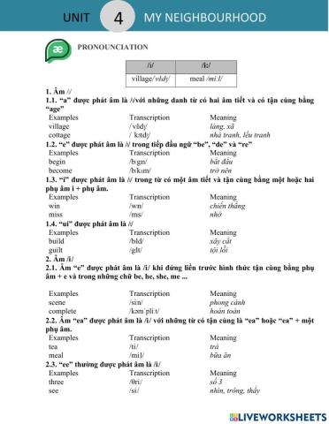 G6 Global Success - U4 - Pronunciation and Vocabulary