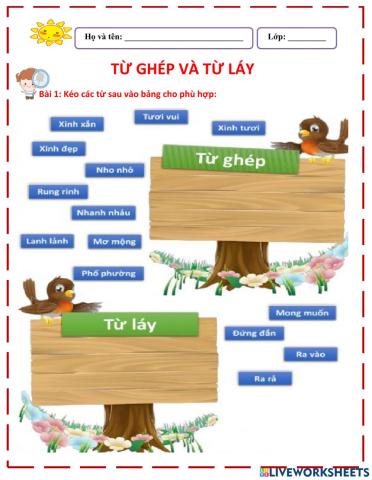 Luyện tập về từ ghép và từ láy