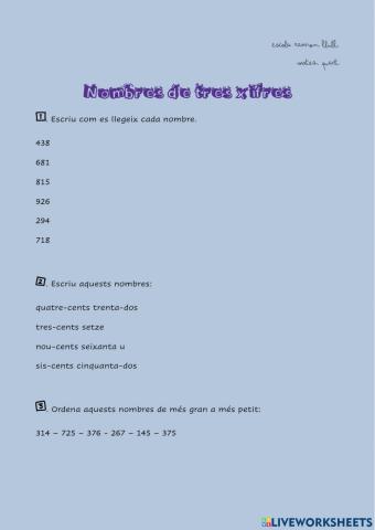 Nombres de tres xifres