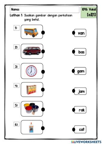 Perkataan KVK Vokal A (Bahagian 1)