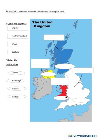 Great-britain, countries and capital cities