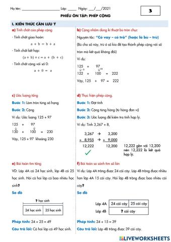 T1 - Ôn tập chủ đề 3 - Phép cộng