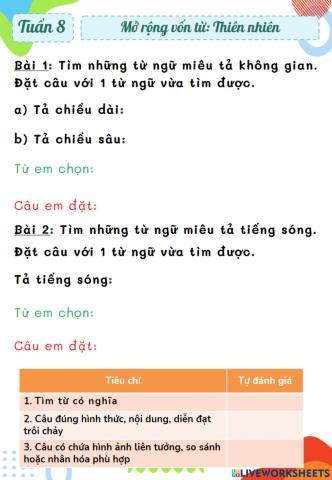 Mở rộng vốn từ: Thiên nhiên