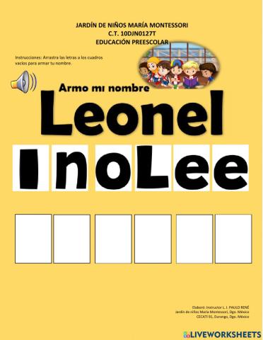 Armo mi nombre Leonel