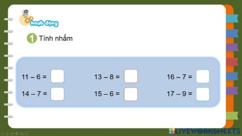 Bài 1: Tính nhẩm