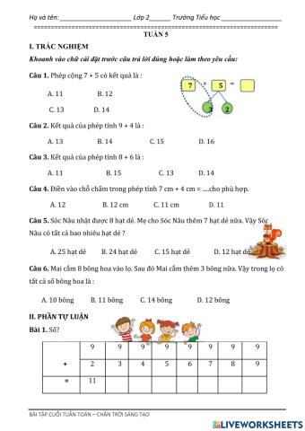 ÔN TẬP TUẦN 5-LỚP 2