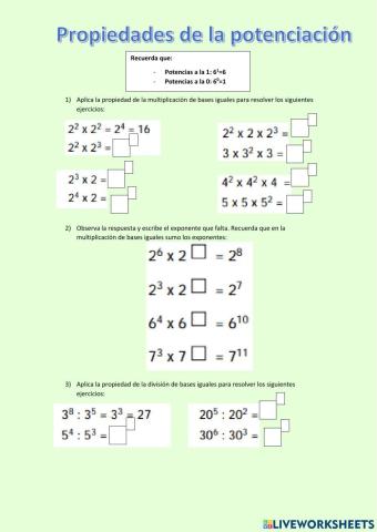 Propiedades de la potenciación