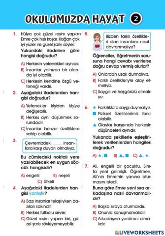 Okulumuzda Hayat Test-2