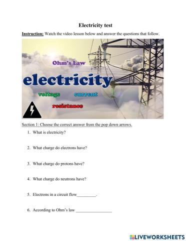 Voltage, Current and Resistance