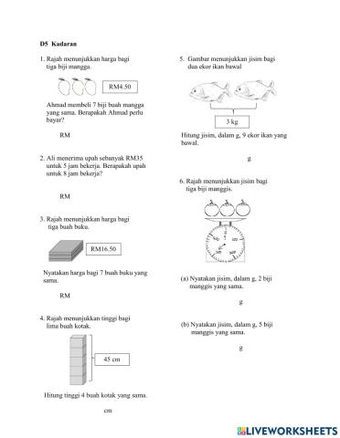 Matematik Tahun 5 : Kadaran