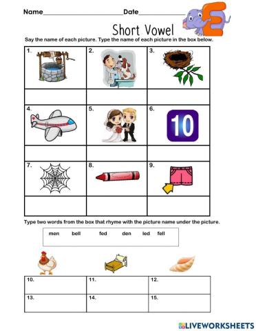 Short Vowel E Grade 3