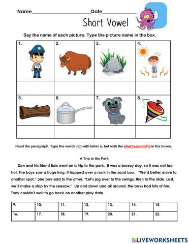 Short Vowel O Grade 3