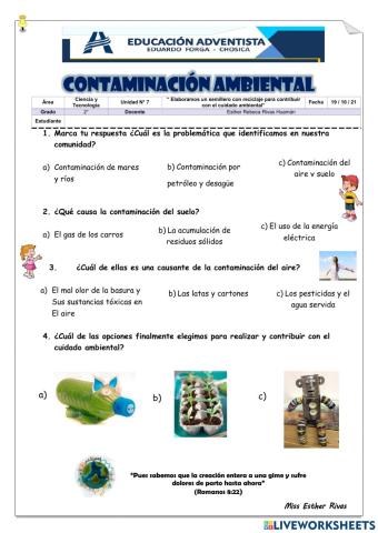 Identificamos la contaminación ambiental en mi comunidad