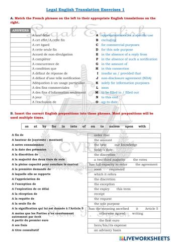 Legal English Translation Exercises 1 Condensed