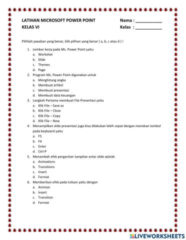 Latihan Soal Ms. Power Point