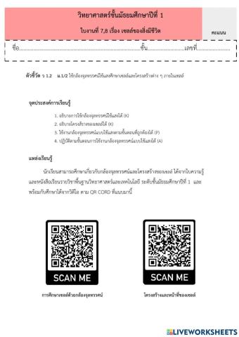 เซลล์ของสิ่งมีชีวิต