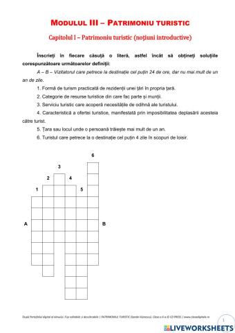 Patrimoniul turistic (noţiuni introductive) - fisa 5