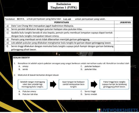 Badminton Pjpk Tingkatan 1