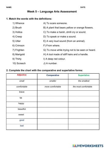 HWEO - Week 5 - Language Arts Assessment