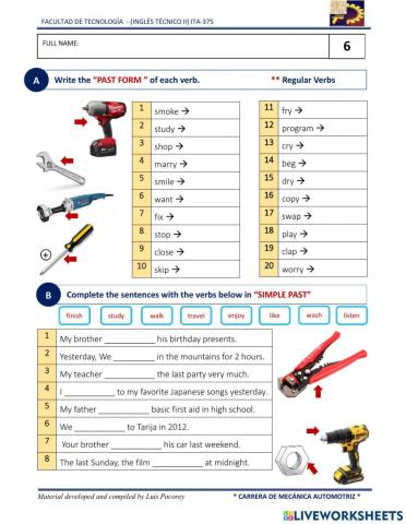 Simple Past-Regular Verbs 1